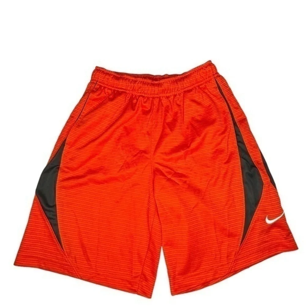 Nike Boys Shorts Size Small Orange Dark Gray Elastic Tie Waist Athletic Shorts‎